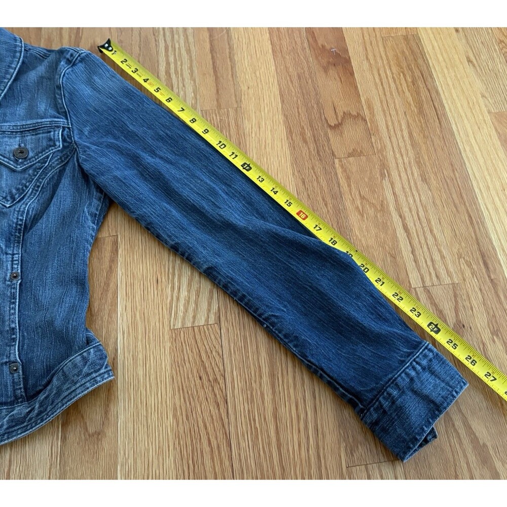 Guess Jean Jacket Women's XL Denim Trucker Cropped Retro Stretch Made in Mexico - Picture 5 of 15